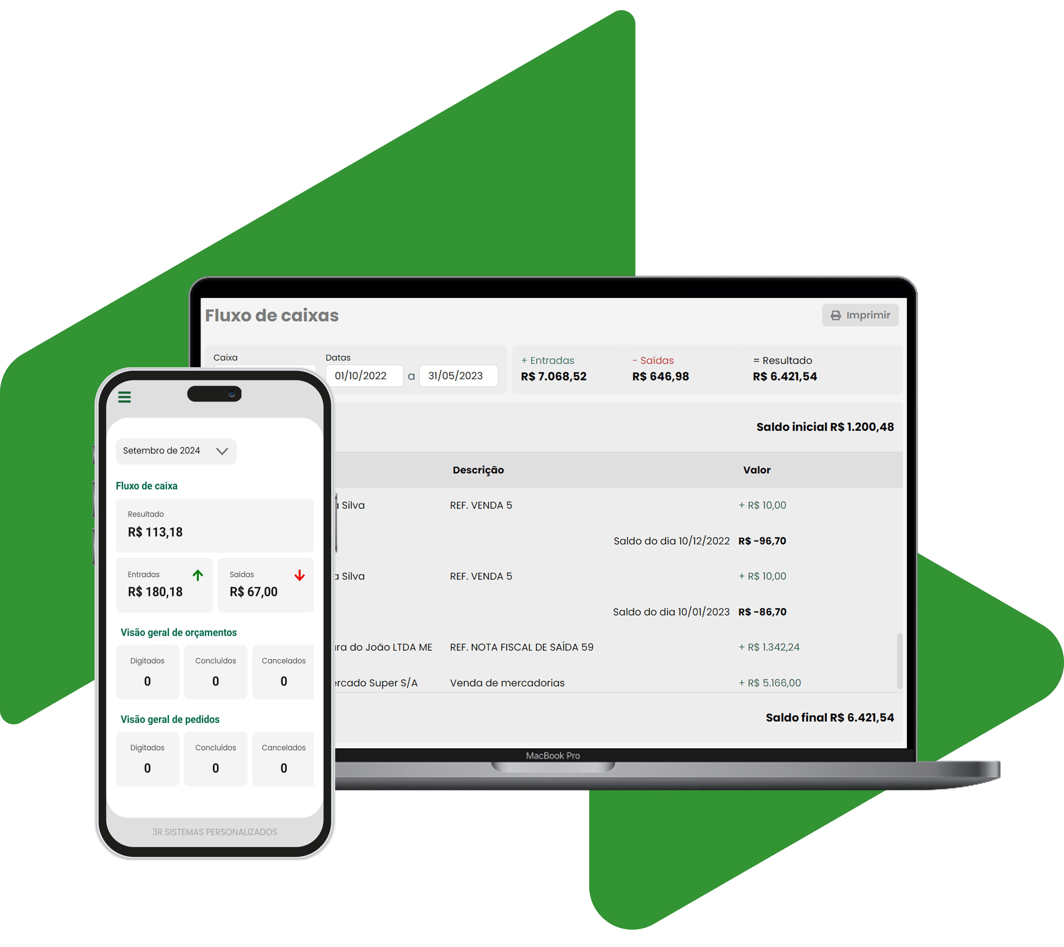Easy ERP — mockup desktop e mobile